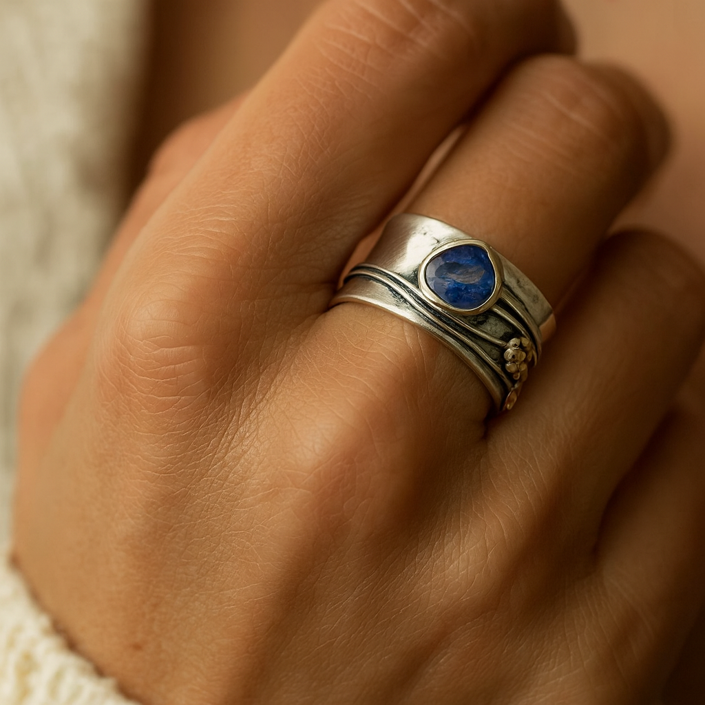 Gertrud - Meditationsring av tjeckisk ädelsten