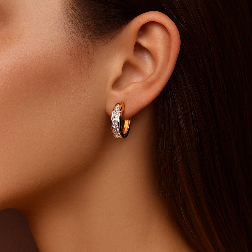 Pavlína - Hängande örhängen i guld och kristall