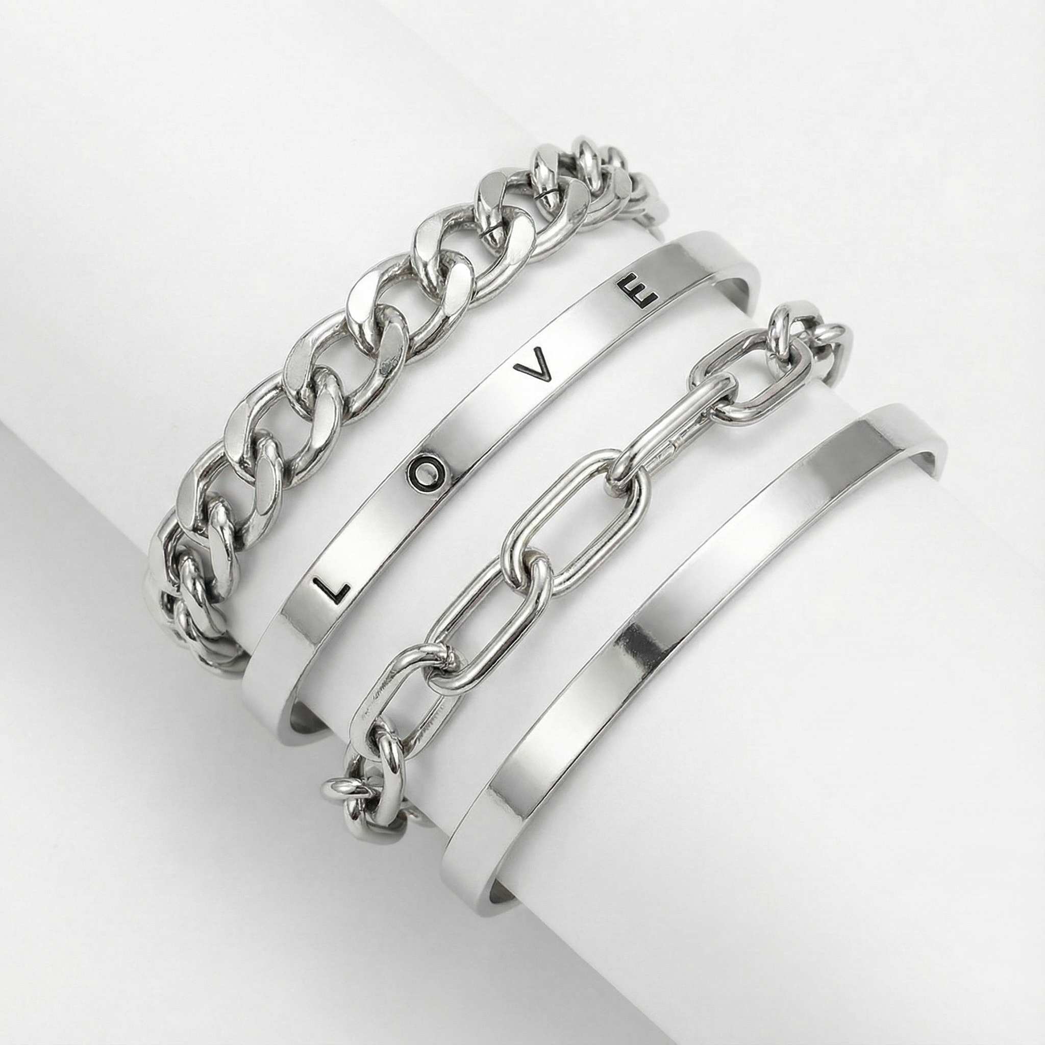 Elain Mercer Armbandset - Vitt guld