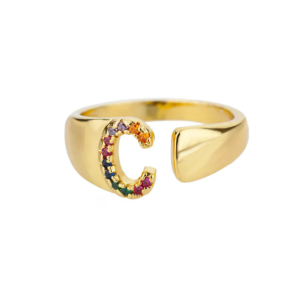 C - Guld rostfritt initial ring